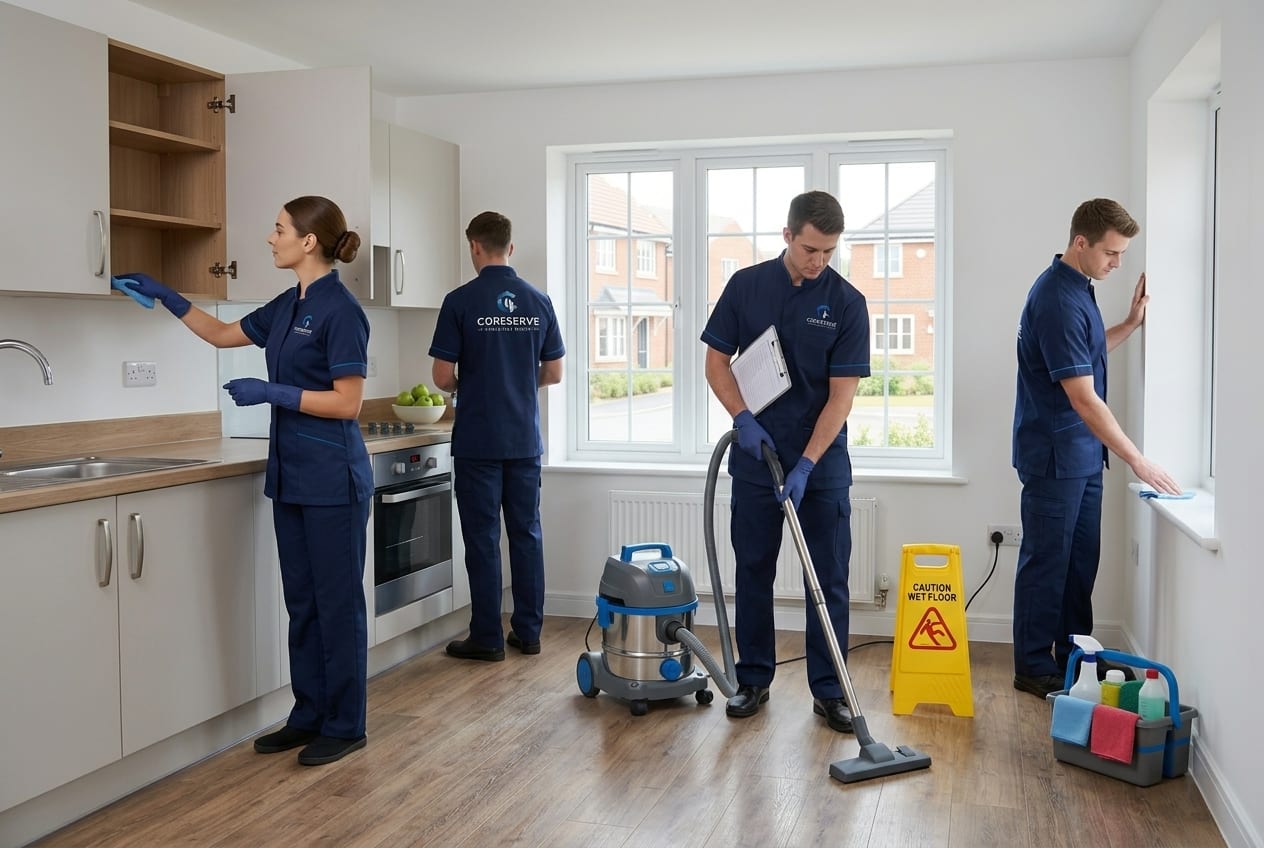 Coreserve team carrying out an end-of-tenancy clean